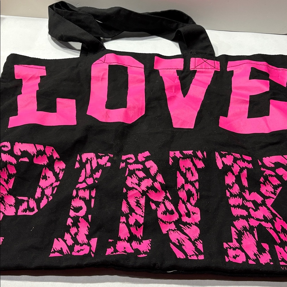 Victoria's Secret PINK large tote bag bright pink lettering & leopard print